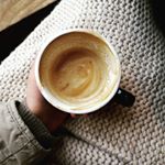  This weather requires good coffee and a cozy blanket! Good Morning! #wellmadeheart #cozy #blanket #knit #cappuccino 